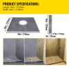 Shower Curb Kit, 48"x48" Watertight Shower Curb Overlay with 4" PVC Central Bonding Flange, 4" Stainless Steel Grate