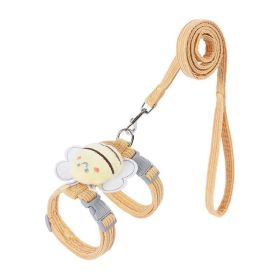 Small Cat Harness Wing Shaped Decorative Walking Vest Traction Rope Set (Accesories: Yellow-S)