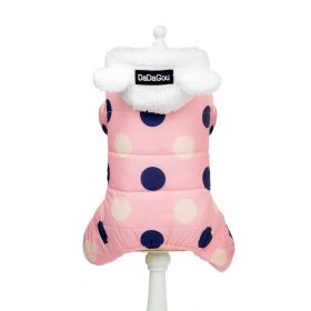 Warm big polka dot four-leg cotton coat (Accesories: Pink-XL)