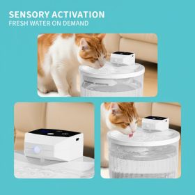 2000ML Wireless Pet Drinking Fountain, 2500mAh Rechargeable, Motion Sensor Circulating Running Water Bowl For Kittens Puppies (Accesories: White)