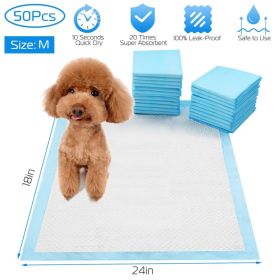 50Pcs/Set Dog Training Pads Puppy Pee Pads Cat Wee Mats Potty-Train 24x18In M (Accesories: BlueWhite)