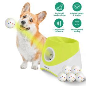 Automatic Dog Ball Launcher Rechargeable Interactive Pet Ball Thrower For Small Medium Dogs Interactive Dog Fetch Toy With 3 Adjustable Distance (Accesories: Launcher)
